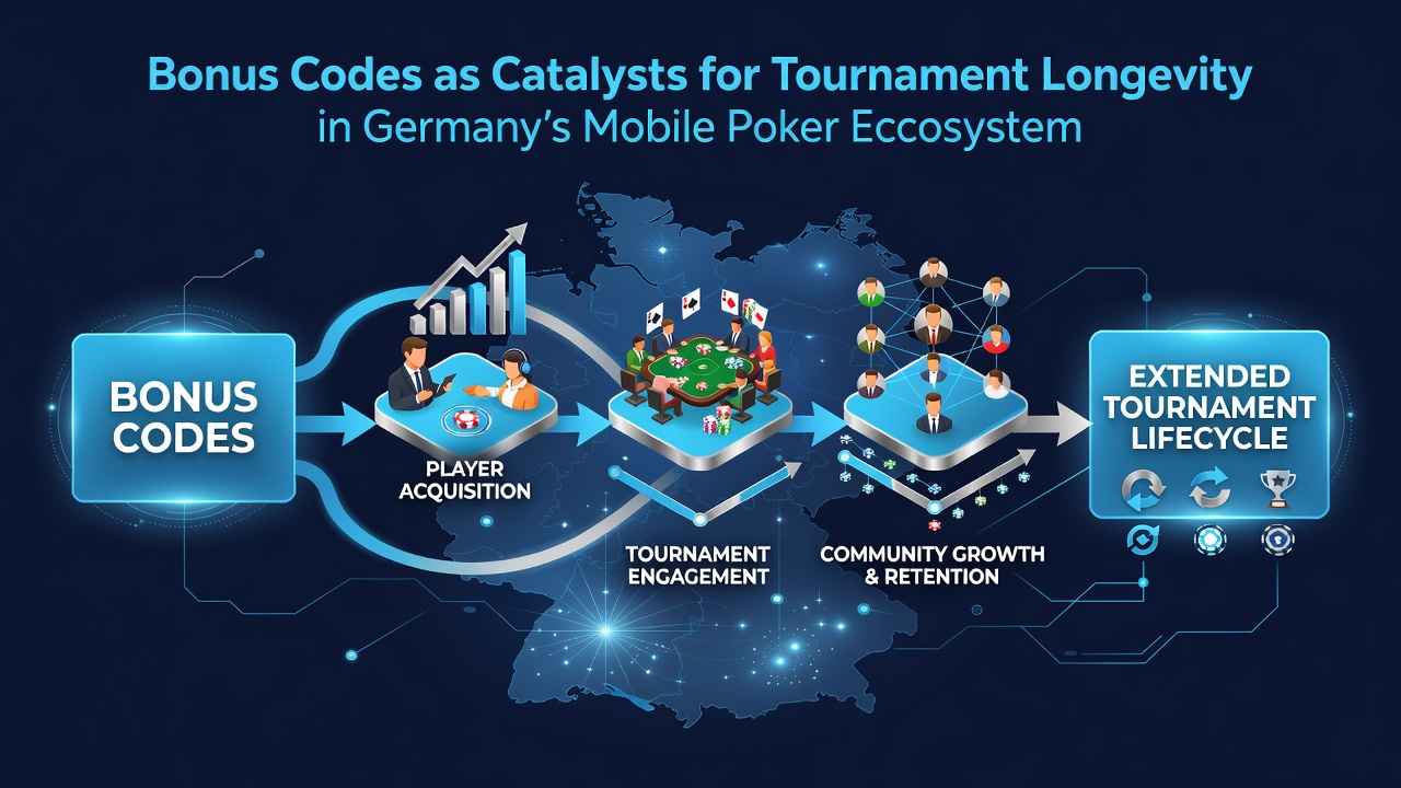 Mobile Poker-Szene mit Fokus auf deutsche Turnierteilnehmer und Bonus-Anreize