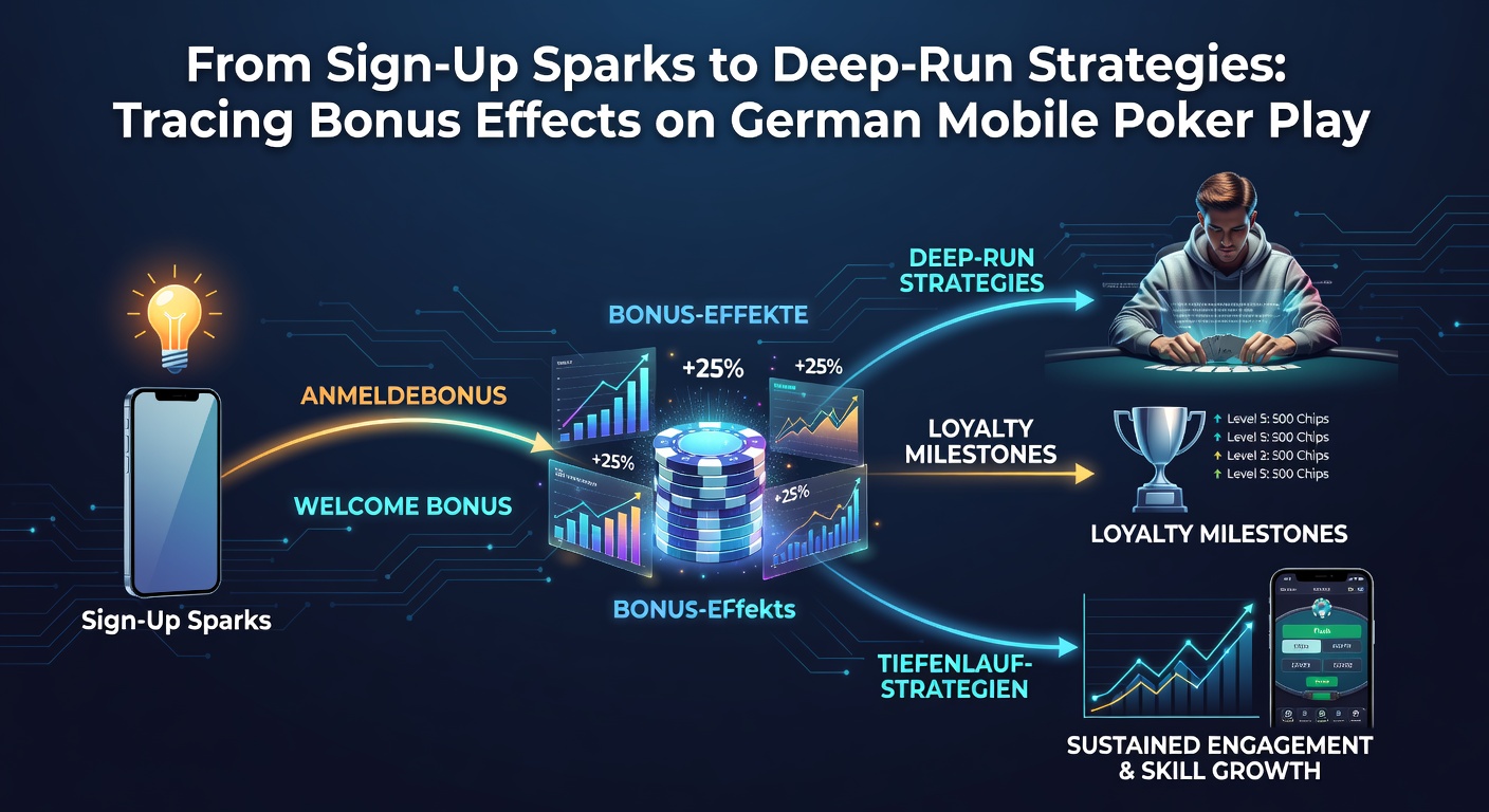 Grafik zeigt die Entwicklung von Anmeldeboni zu strategischen Deep Runs in mobilen Poker-Apps auf deutschen Smartphones