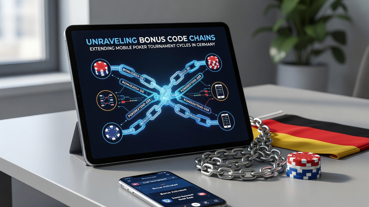 Beispiel einer mobilen Poker-App mit aktivierten Bonuscode-Ketten während eines laufenden Turniers